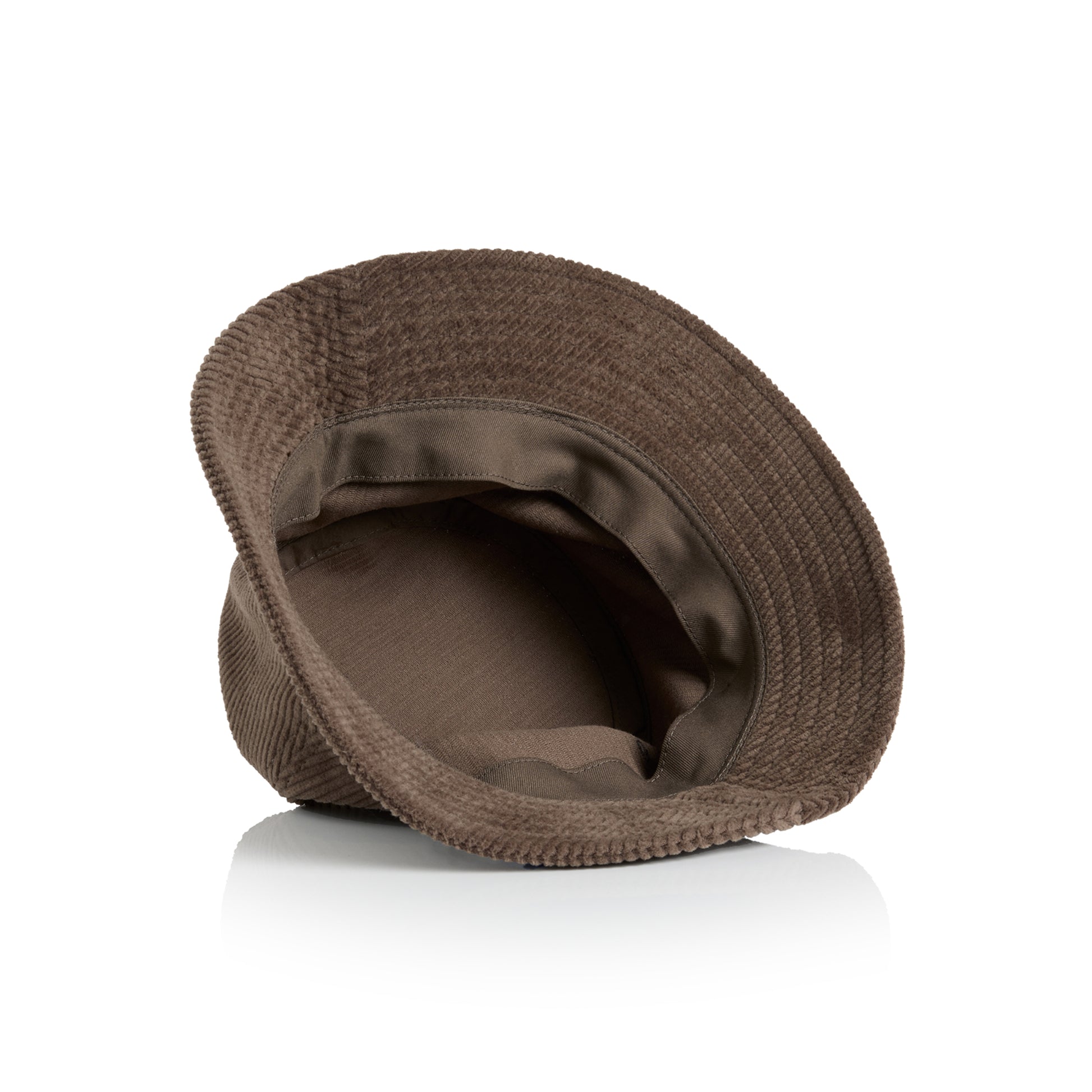 Brown knit beret on a white background
