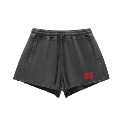 Flag Grunge Raw Edge Shorts in Black