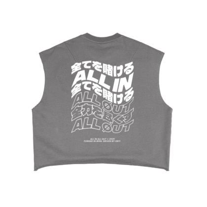 Flag Raw Edge Cut-Off Tank Top in Gray