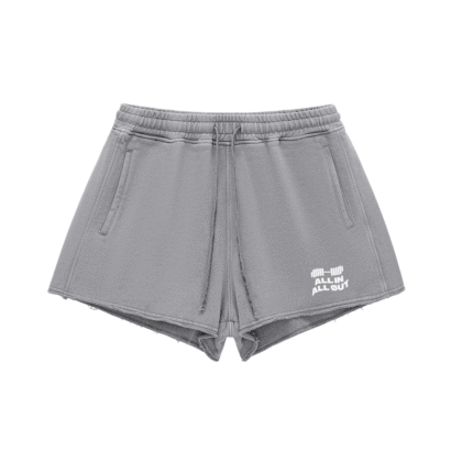 Flag Grunge Raw Edge Shorts in Gray
