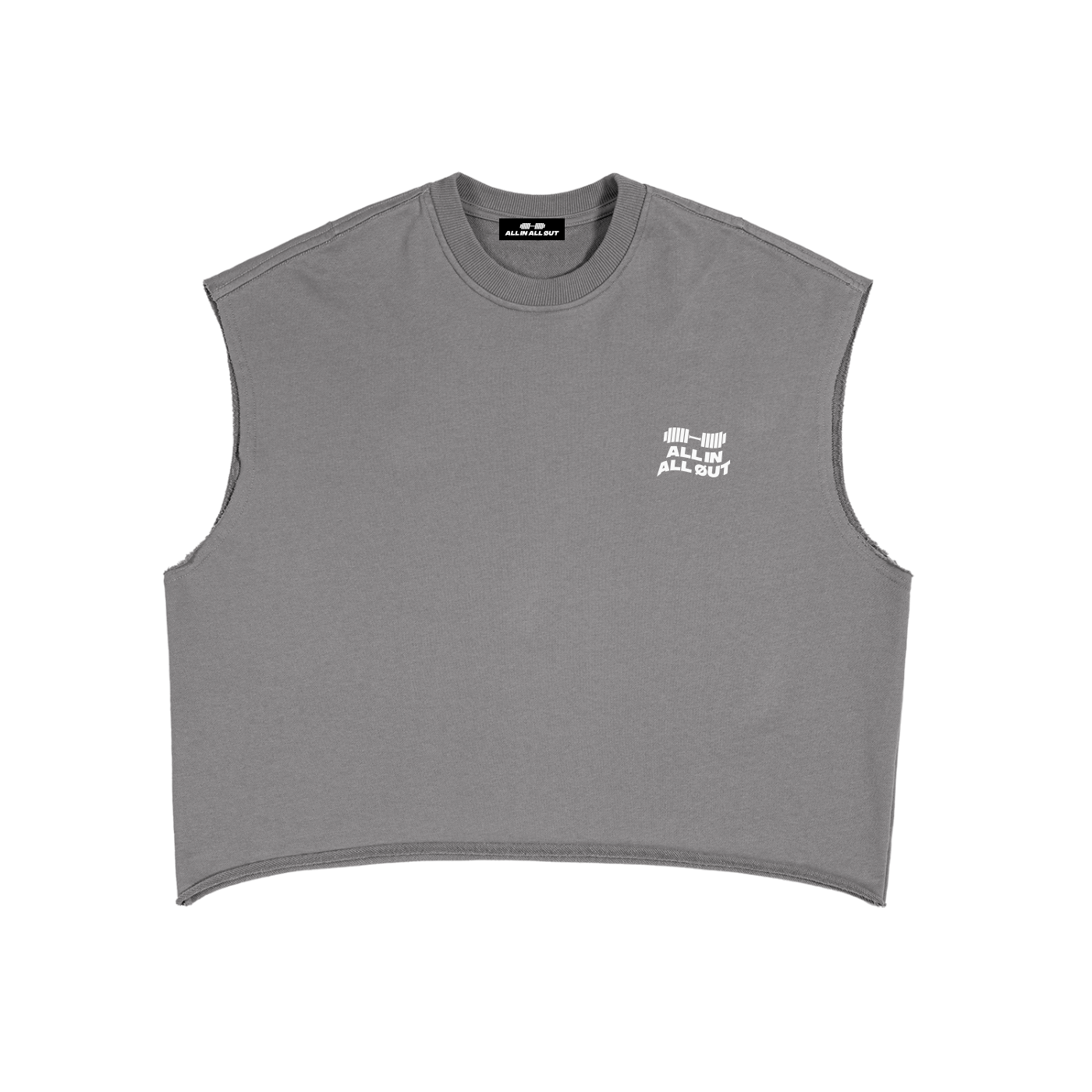 Flag Raw Edge Cut-Off Tank Top in Gray - Image 2