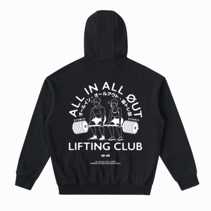 Lifting Club Drop-Shoulder Zip Hoodie in Black
