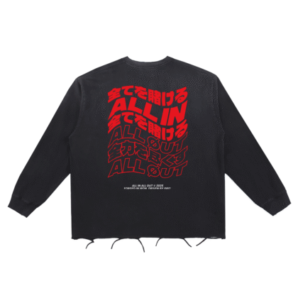 Flag Grunge Raw Edge Longsleeve in Black