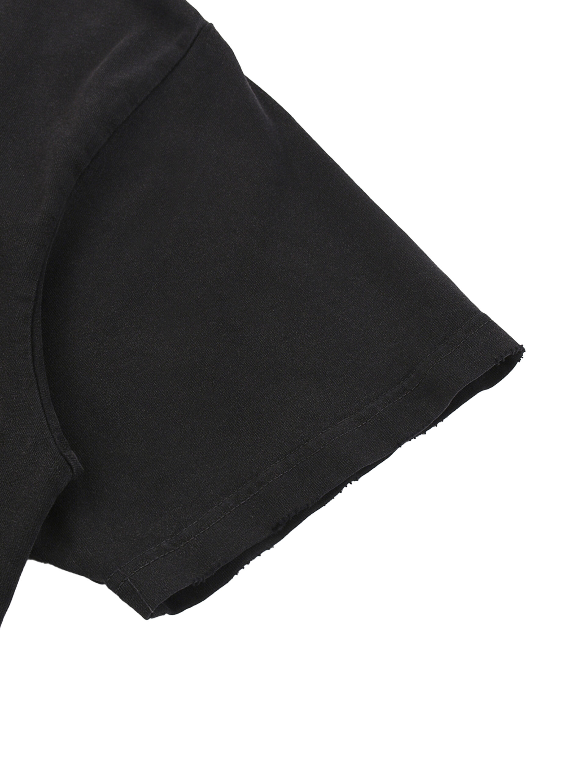 Flag Grunge Raw Edge T-Shirt in Black - Image 4