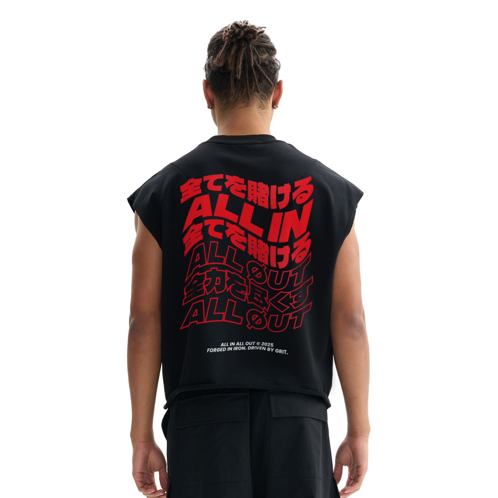 Flag Boxy Cut-Off Tank Top in Black - Image 3