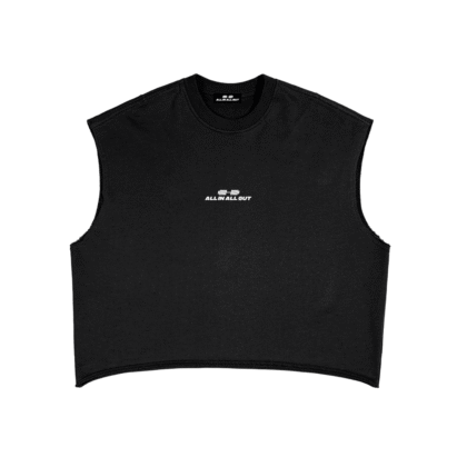 Essential Boxy Cut-Off Tank Top in Black