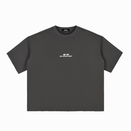 Essential Boxy Raw-Edge T-Shirt in Dark Gray