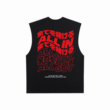 Flag Raw Edge Tank Top in Black