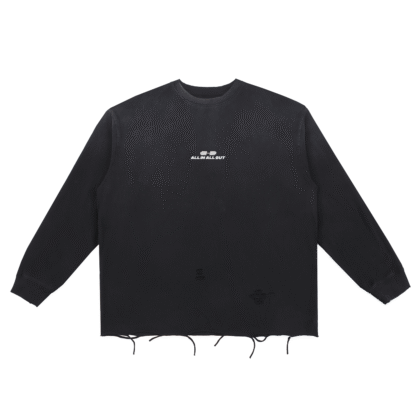 Essential Grunge Raw Edge Longsleeve in Black