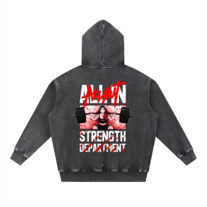 Strength Dept. Grunge Fleece Oversize Hoodie in Black